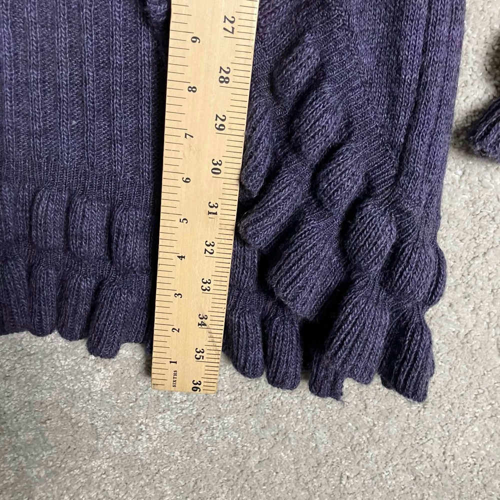 Elisabetta Collection Purple Ruffle Trim Mohair Wool Blend Ribbed Cardigan Small - Picture 10 of 13